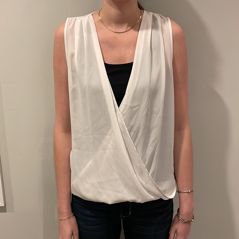 Forever 22 White Open Front Criss Cross Tank Top - Picture 1 of 4